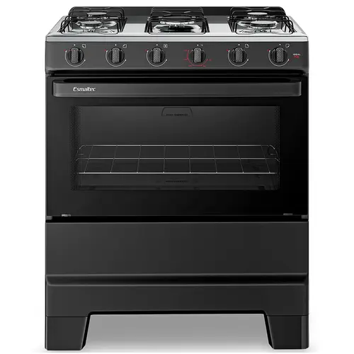 Fogão 5 Bocas Esmaltec Ideal Pop Super Chama Limpa Fácil Preto Inox - F5ISP