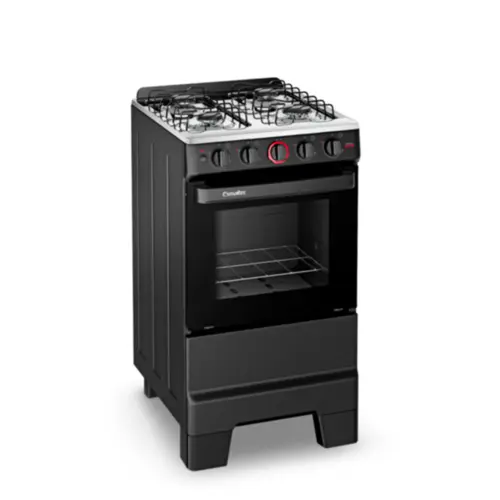 Fogão 4 Bocas Esmaltec Ideal Super Limpa Fácil Preto Inox Bivolt - F4IAP