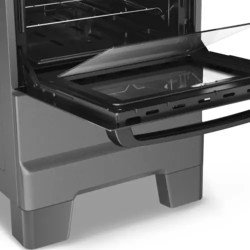 Fogão 4 Bocas Esmaltec Ideal Super Limpa Fácil Preto Inox Bivolt - F4IAP