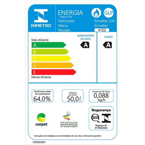 Fogão 4 Bocas Esmaltec Ideal Top Limpa Fácil Branco Inox Bivolt - T4IAB