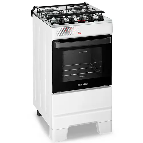 Fogão 4 Bocas Esmaltec Ideal Top Limpa Fácil Branco Inox Bivolt - T4IAB
