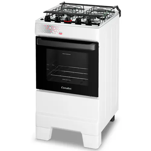 Fogão 4 Bocas Esmaltec Ideal Top Limpa Fácil Branco Inox Bivolt - T4IAB
