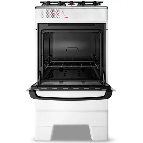 Fogão 4 Bocas Esmaltec Ideal Top Limpa Fácil Branco Inox Bivolt - T4IAB