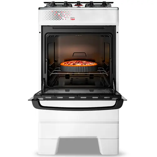 Fogão 4 Bocas Esmaltec Ideal Top Limpa Fácil Branco Inox Bivolt - T4IAB