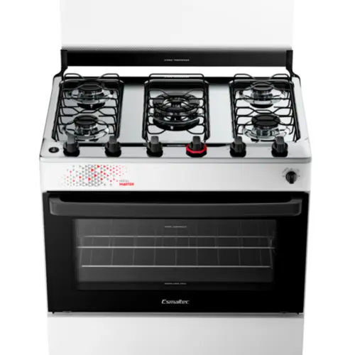 Fogão 5 Bocas Esmaltec Ideal Master Limpa Fácil Branco Inox Bivolt - T5ITB