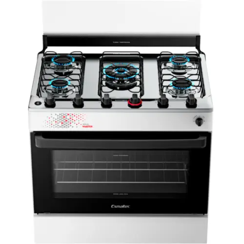 Fogão 5 Bocas Esmaltec Ideal Master Limpa Fácil Branco Inox Bivolt - T5ITB
