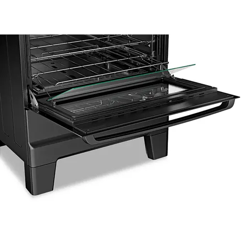 Fogão 5 Bocas Esmaltec Ideal Master Glass Limpa Fácil Preto Bivolt - T5VFP