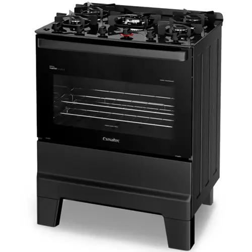 Fogão 5 Bocas Esmaltec Ideal Master Glass Limpa Fácil Preto Bivolt - T5VFP
