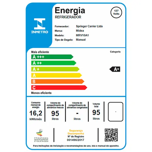 Frigobar Midea 93L Retrô Gela Rápido Prateleiras de Vidro 220V Vermelho - MRV10V2