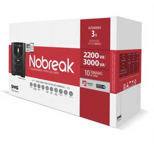 Nobreak SMS Power Vision Line Interactive Senoidal Aproximação 2200VA Bivolt Saída 115v 10 Tomadas - 27745