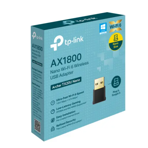 Adaptador TP-Link Archer TX20U Nano AX1800 Wireless USB Wi-Fi 6