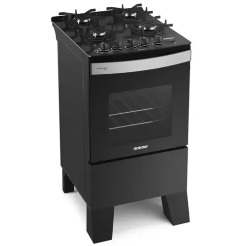 Fogão 4 Bocas Itatiaia Vidro Temperado Itaglass Plus Preto Bivolt - 3700000370