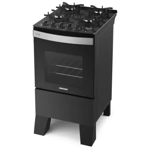 Fogão 4 Bocas Itatiaia Vidro Temperado Itaglass Plus Preto Bivolt - 3700000370