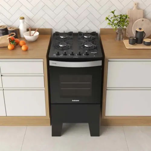 Fogão 4 Bocas Itatiaia Vidro Temperado Itaglass Plus Preto Bivolt - 3700000370