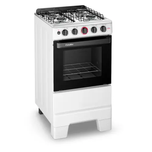 Fogão 4 Bocas Esmaltec Ideal Super Limpa Fácil Branco Inox Bivolt - F4IAB