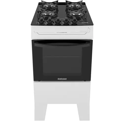 Fogão 4 Bocas Itatiaia Vidro Temperado Electra Glass Plus Branco Bivolt - 3700000485