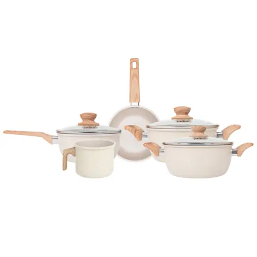 Jogo de Panelas Com 5 Peças Oster Marble Edition Biocerâmica Indução Creme - 142486.08