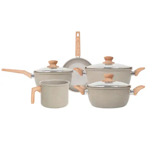 Jogo de Panelas Com 5 Peças Oster Marble Edition Biocerâmica Indução Light Grey - 142487.08