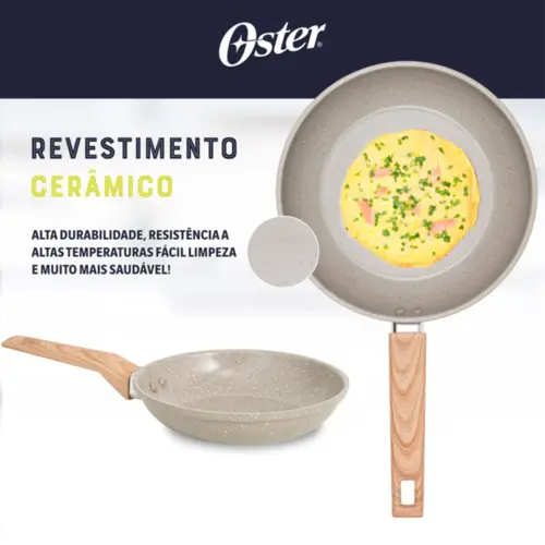 Jogo de Panelas Com 5 Peças Oster Marble Edition Biocerâmica Indução Light Grey - 142487.08