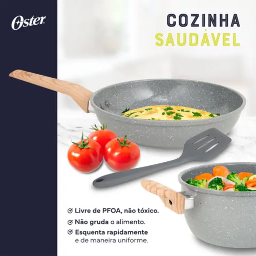 Jogo de Panelas Com 5 Peças Oster Marble Edition Biocerâmica Indução Dark Grey - 142488.08