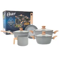 Jogo de Panelas Com 5 Peças Oster Marble Edition Biocerâmica Indução Dark Grey - 142488.08