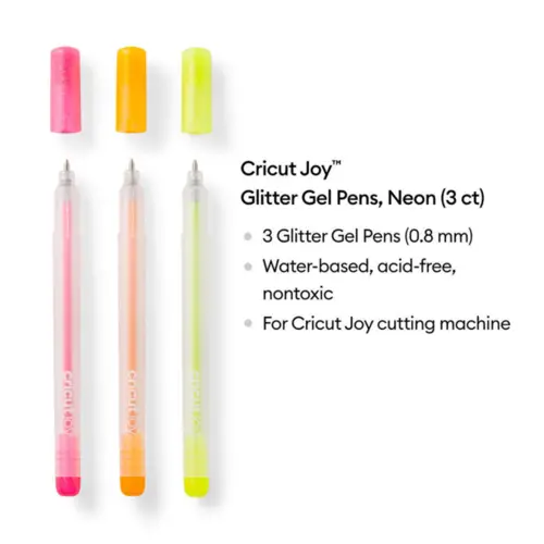 Canetas Gel com Glitter Cricut Joy 0.8 mm, Neon (3 unidades)-2009963