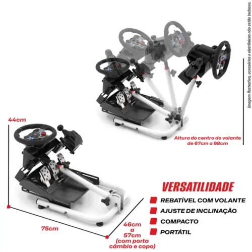 Suporte Para Volantes Ajustável SPRO V3 Rebatível Com Trava Branco Padrão - 2010201020005