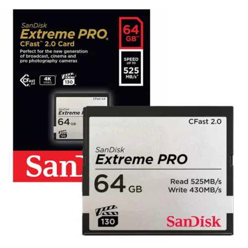 Cartão de Memória Sandisk 64GB Extreme PRO Cfast 2.0 - SDCFSP-064G-G46D