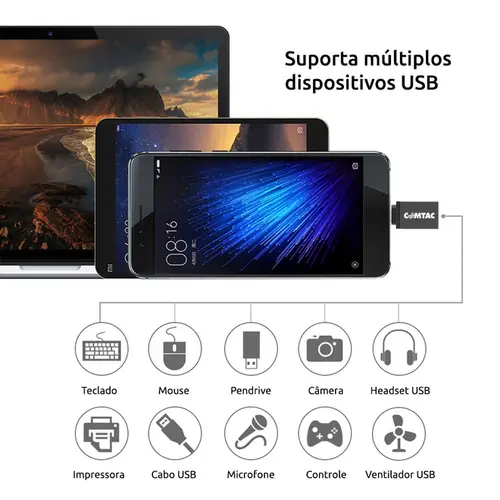 Conversor USB-C Para USB-A 3.0 Femea Comtac
