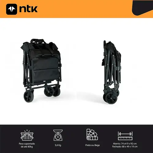 Carrinho De Transporte Dobrável Nautika 60kg Preto - 303202