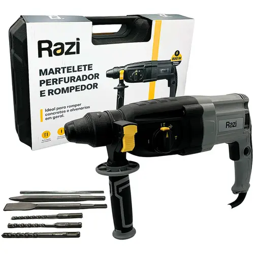 Martelete Razi Perfurador e Rompedor 3/8'' 800W 127V Amarelo - 30234 RZ-M8003J/M1