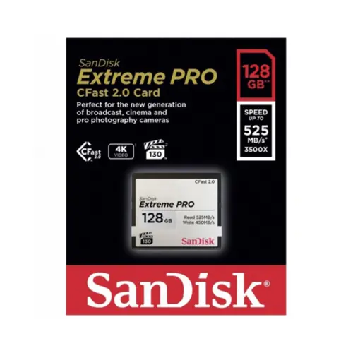 Cartão de Memória Sandisk 128GB Extreme PRO Cfast 2.0 - SDCFSP-128G-G46D