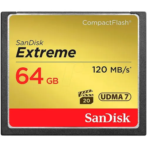 Cartão de Memória Sandisk 64GB Extreme CompactFlash UDMA 7 - SDCFXSB-064G-G46