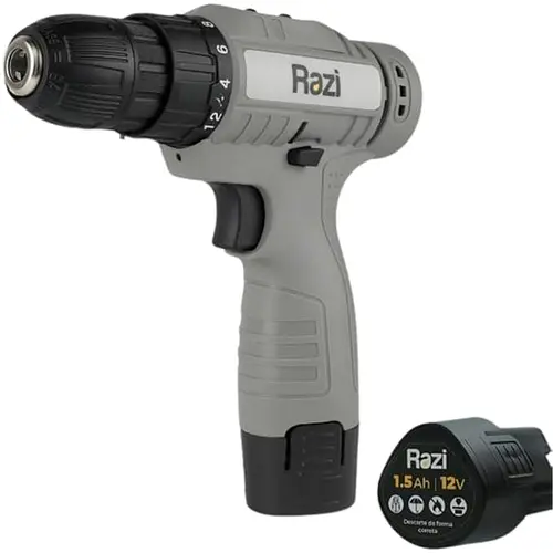 Parafusadeira e Furadeira Elétrica Razi Bivolt 12V Recarregável Cinza 30041 - RZ-FPB12B/1
