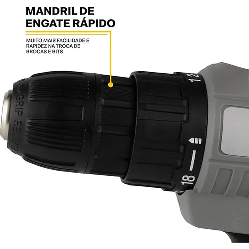 Parafusadeira e Furadeira Elétrica Razi Bivolt 12V Recarregável Cinza 30041 - RZ-FPB12B/1