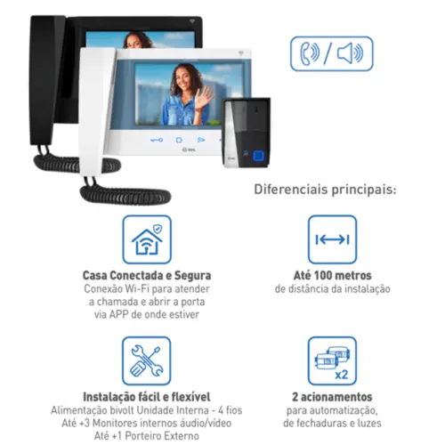 Vídeo porteiro Eletrônico HDL Tela 7'' Wifi Bivolt Branco - 90.02.11.003