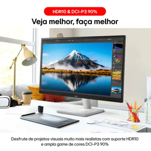 Monitor LG UltraFine 27US500-W Tela IPS 4K UHD 27'', HDR10, DCI-P3 90% branco