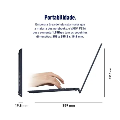 Notebook Vaio FE16 16'' WUXGA I5-1334U 16GB 512GB SSD Linux Debian 12 Cinza - VJFE62F11X-B0311H