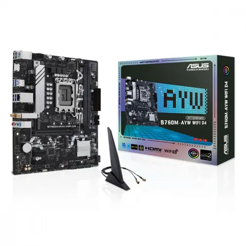Placa Mãe Asus B760M-AYW WIFI D4, Chipset B760, Intel LGA 1700, mATX, DDR4 - 90MB1EA0-M1EAY0