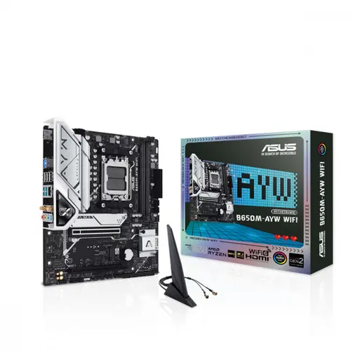 Placa Mãe Asus B650M-AYW WIFI, Chipset B650, AMD AM5, mATX, DDR5 - 90MB1KI0-M0EAY0