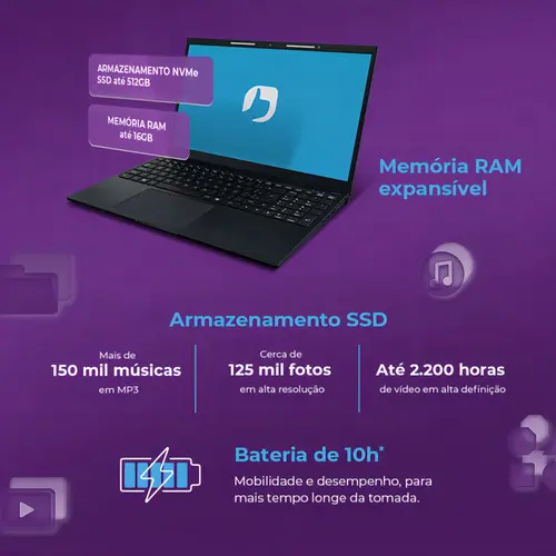 Notebook Positivo Vision i15M 15.6'' FHD Intel I3-N300 8GB 256GB SSD Windows 11 Home Preto - I38256C-15