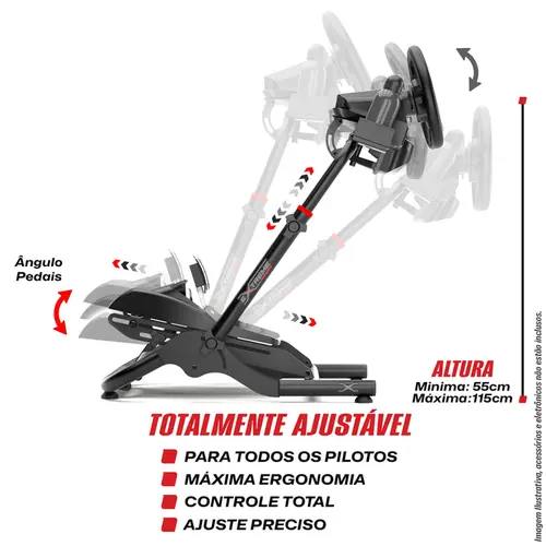 Suporte Para Volantes SGT Ajustável e Rebatível Extreme Simracing - Preto - 2010201040007