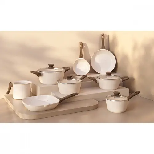 Jogo de Panelas Com 8 Peças Mimo Style Cook Marmol Vitrocerâmico Indução - 10216