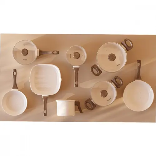 Jogo de Panelas Com 8 Peças Mimo Style Cook Marmol Vitrocerâmico Indução - 10216