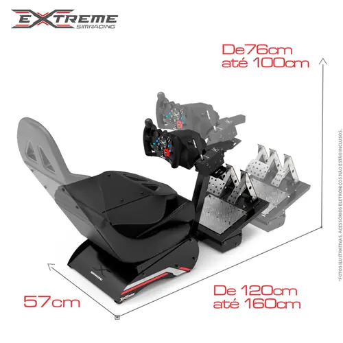 Cockpit X Retrátil V3 C/ Ajuste de Inclinação e Altura Extreme Simracing - Banco Vermelho