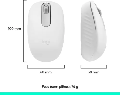 Mouse Sem Fio Logitech M196 Bluetooth 1.000 DPI Branco - 910-007457