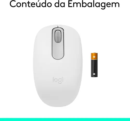 Mouse Sem Fio Logitech M196 Bluetooth 1.000 DPI Branco - 910-007457