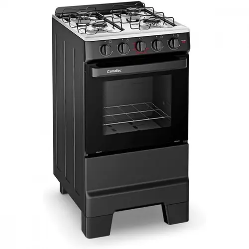 Fogão 4 Bocas Esmaltec Ideal Pop Limpa Fácil Preto Inox Bivolt - F4ISP