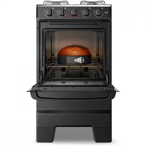 Fogão 4 Bocas Esmaltec Ideal Pop Limpa Fácil Preto Inox Bivolt - F4ISP