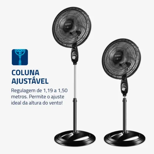 Ventilador de Coluna Mondial 40cm Super Power 6 Pás 140W 127V Preto - VSP-40C-NB